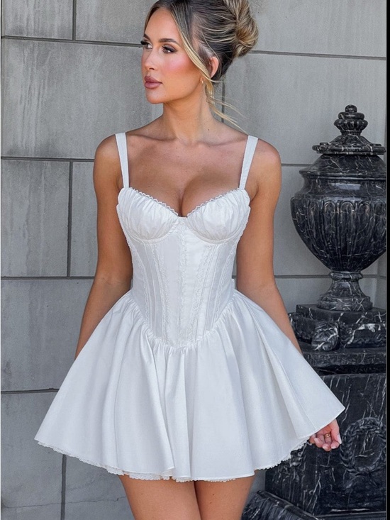 Babyboo Fashion Dresses & Skirts - BABYBOO White Corset-Style Mini Dress